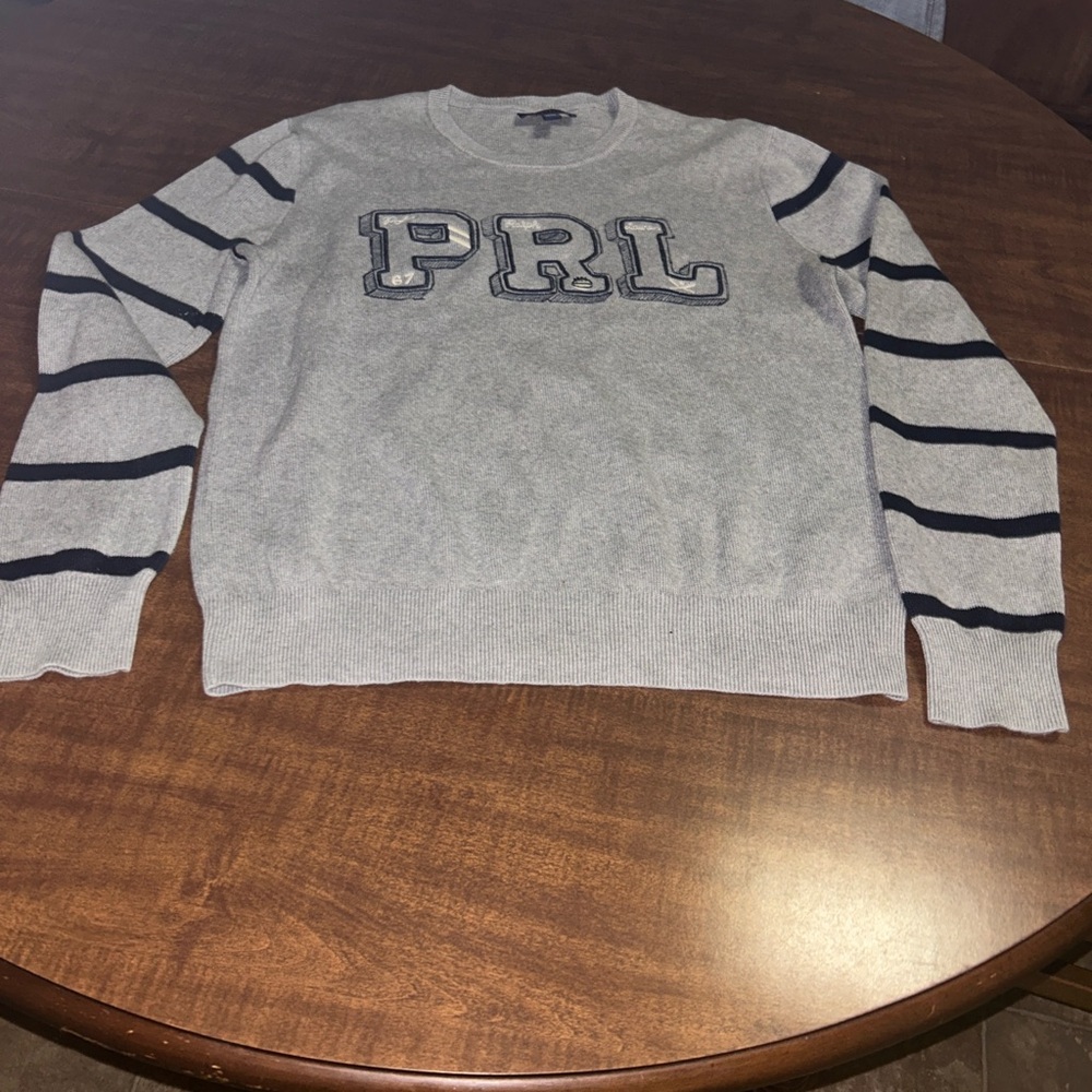 Polo Ralph Lauren Gray Sweater with Black Stripes